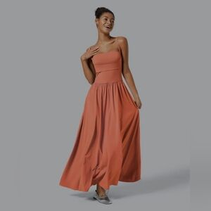 HALARA Strapless Coral-Peach Maxi Dress